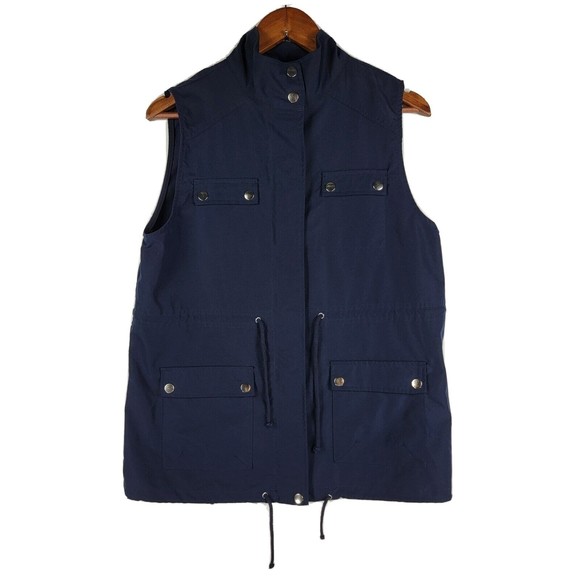 Entro Blue Full Zip Vest Drawstring Womens Medium Outdoors Hiking - Picture 1 of 7